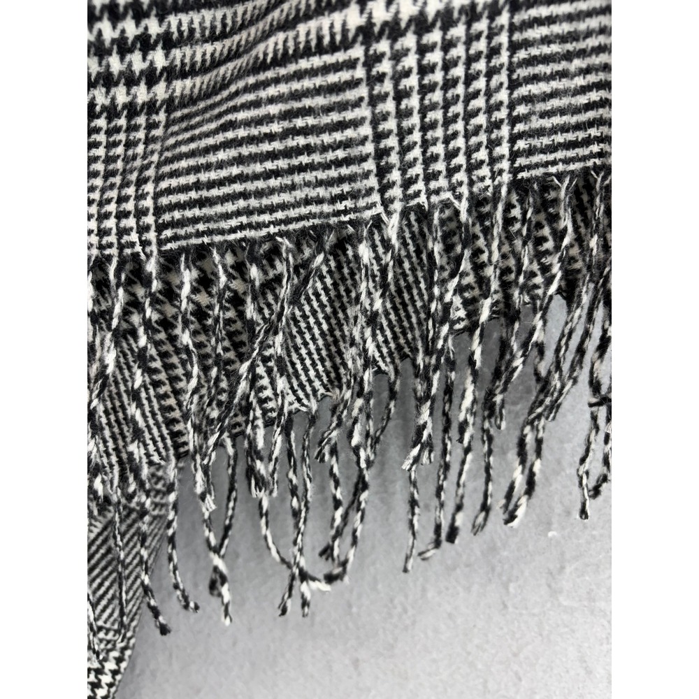NWT Talbots Poncho Women ML Black White Glen Plaid Fringe Turtleneck Wool Blend - Picture 10 of 12